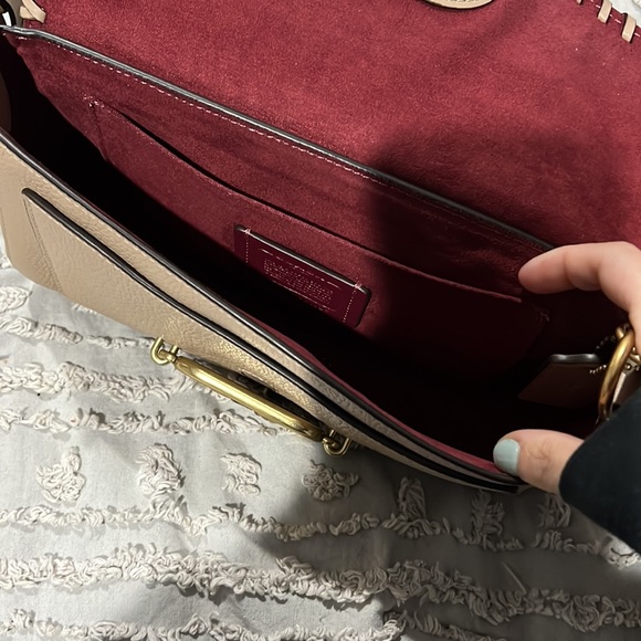 Coach Small Jade Whipstitch Shoulder Bag Taupe - Picture 8 of 9